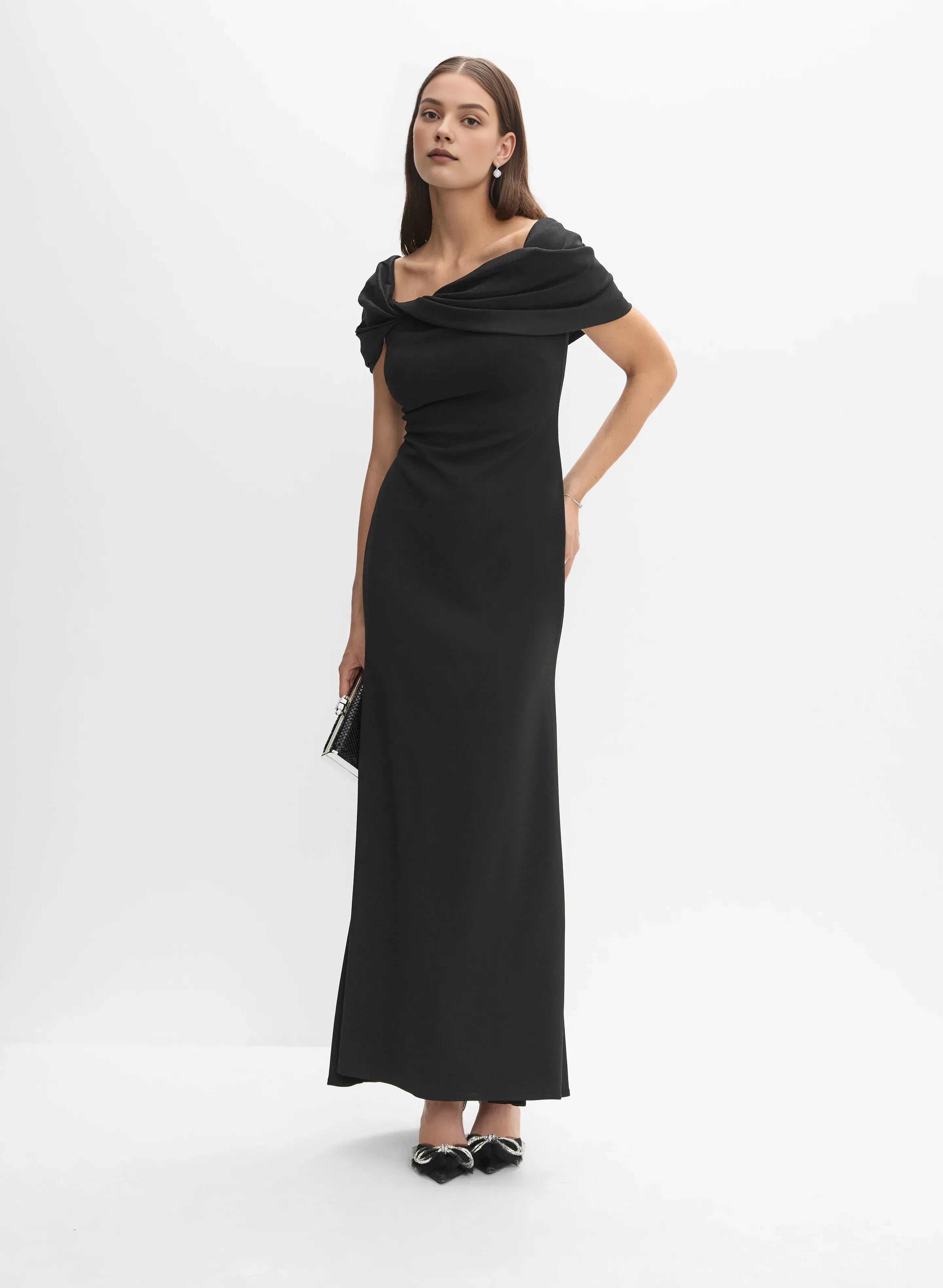 Modern Mermaid Asymmetrical-Neck Cap Sleeve Zipper Up Floor-Length Prom Dress